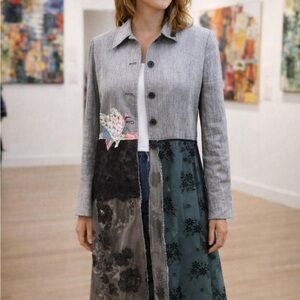 Stylish Gray and Black Patchwork Coat